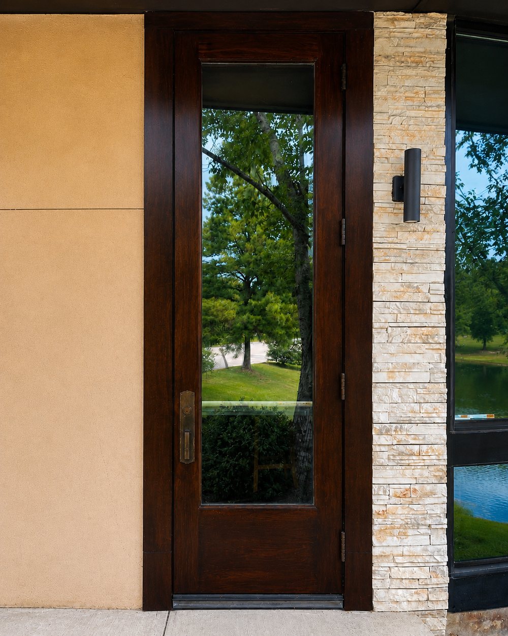Full-glass single entry door — after refinishing